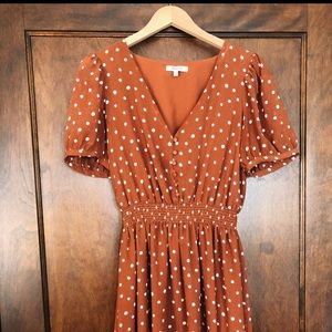 Madewell Rust Orange Polka Dot Mini Dress